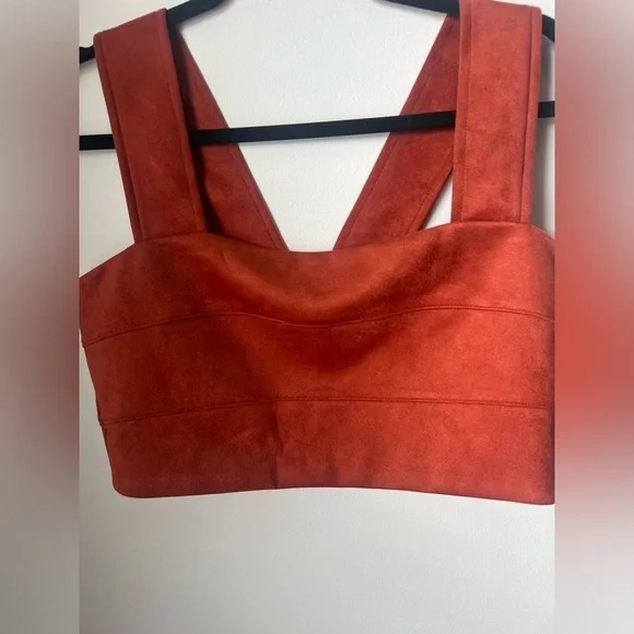 Altar’d State Suede Rustic Red Orange Cropped Top Large NWT - Picture 6 of 8